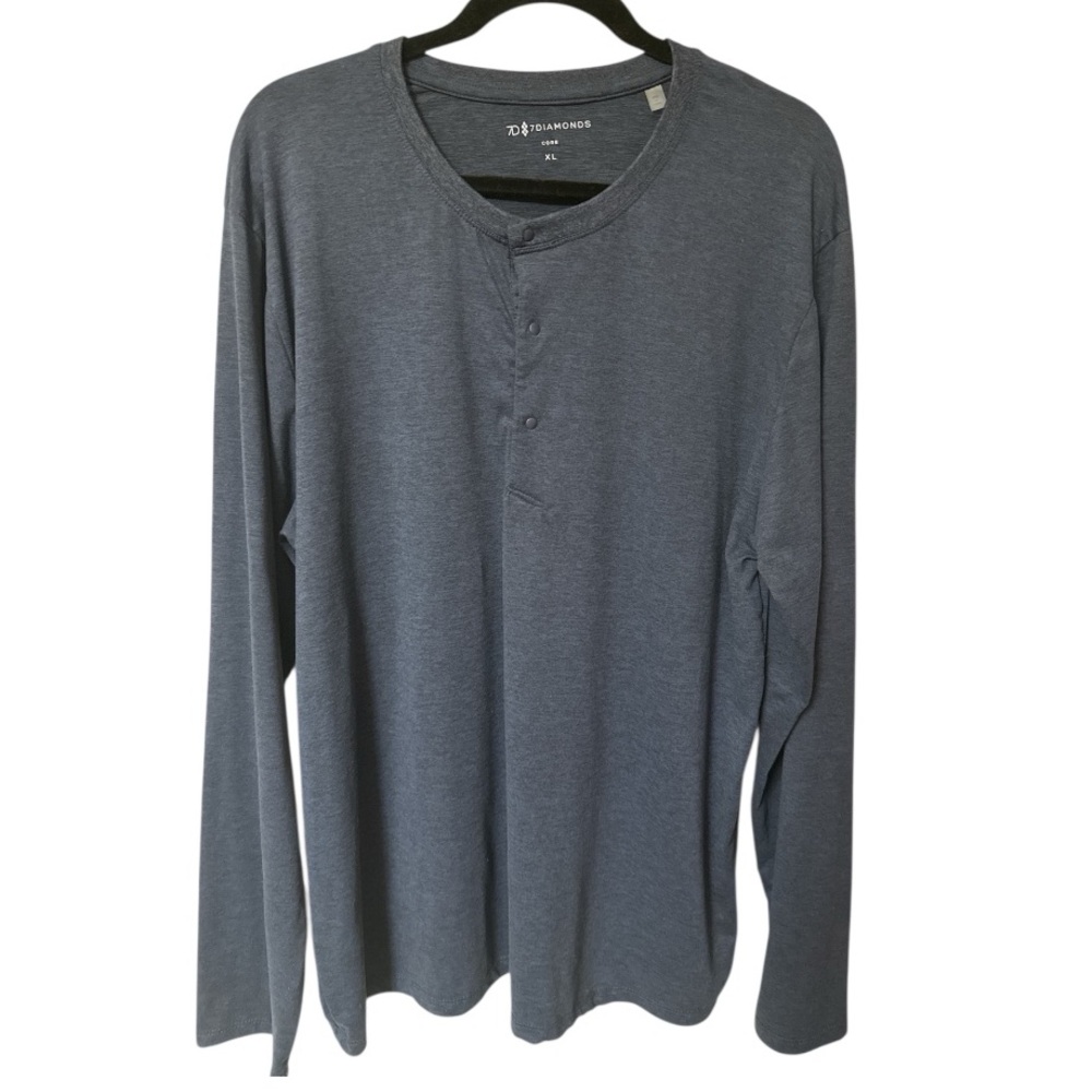 7 Diamonds Core Performance Men’s Henley Normcore Long Sleeve Shirt Midnight XL